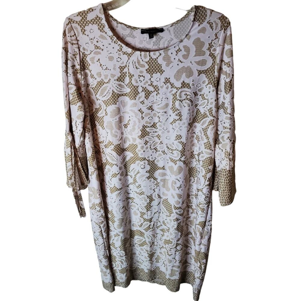 Ellen Weaver Unlined Shift Dress with Tie Sleeves, 1X